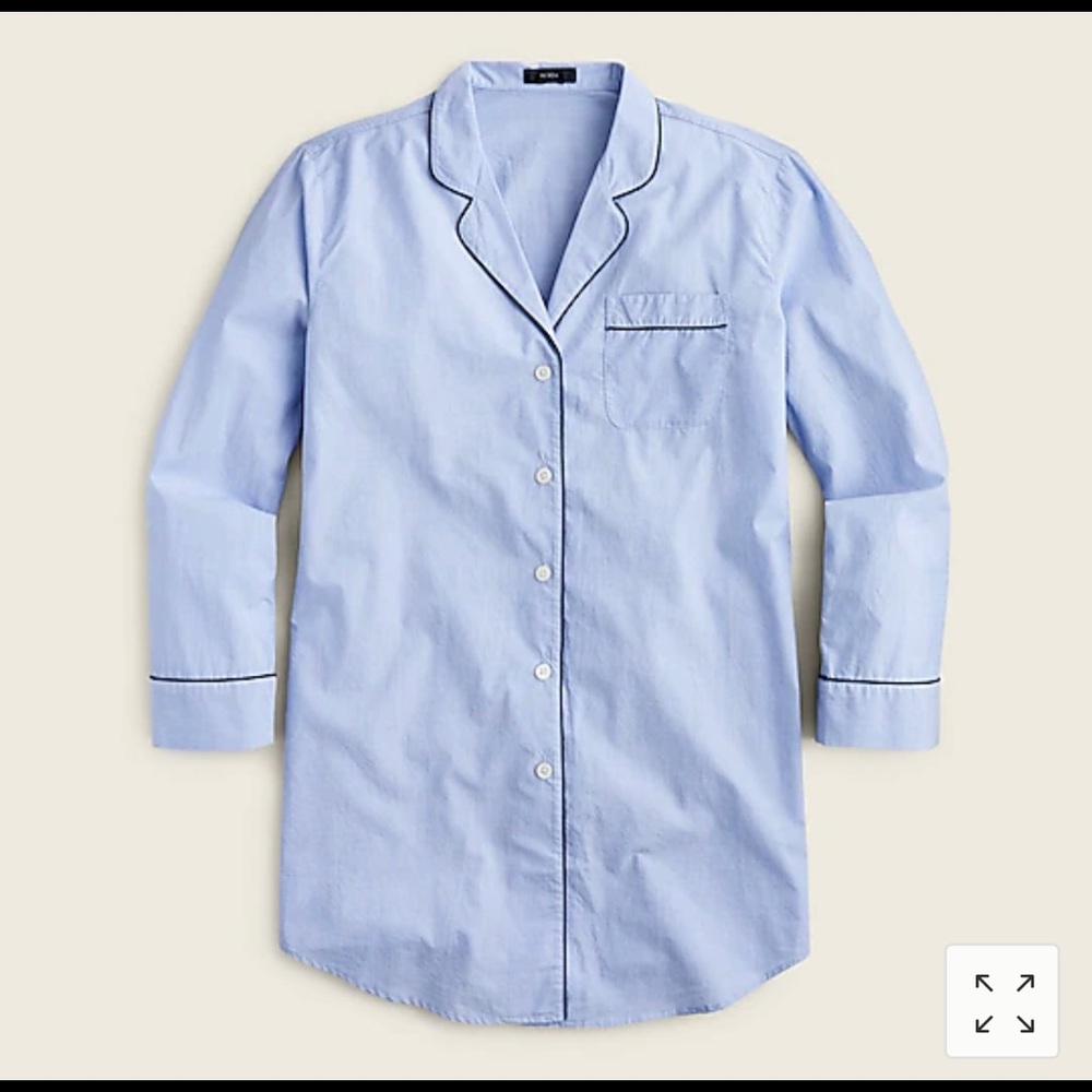 J. Crew light blue with navy piping Pajama Dress